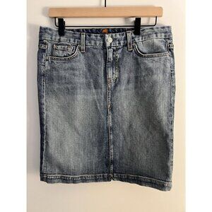 Vintage Y2K 7 for all Mankind denim slit mini skirt sz 30 stretch Retro Indie